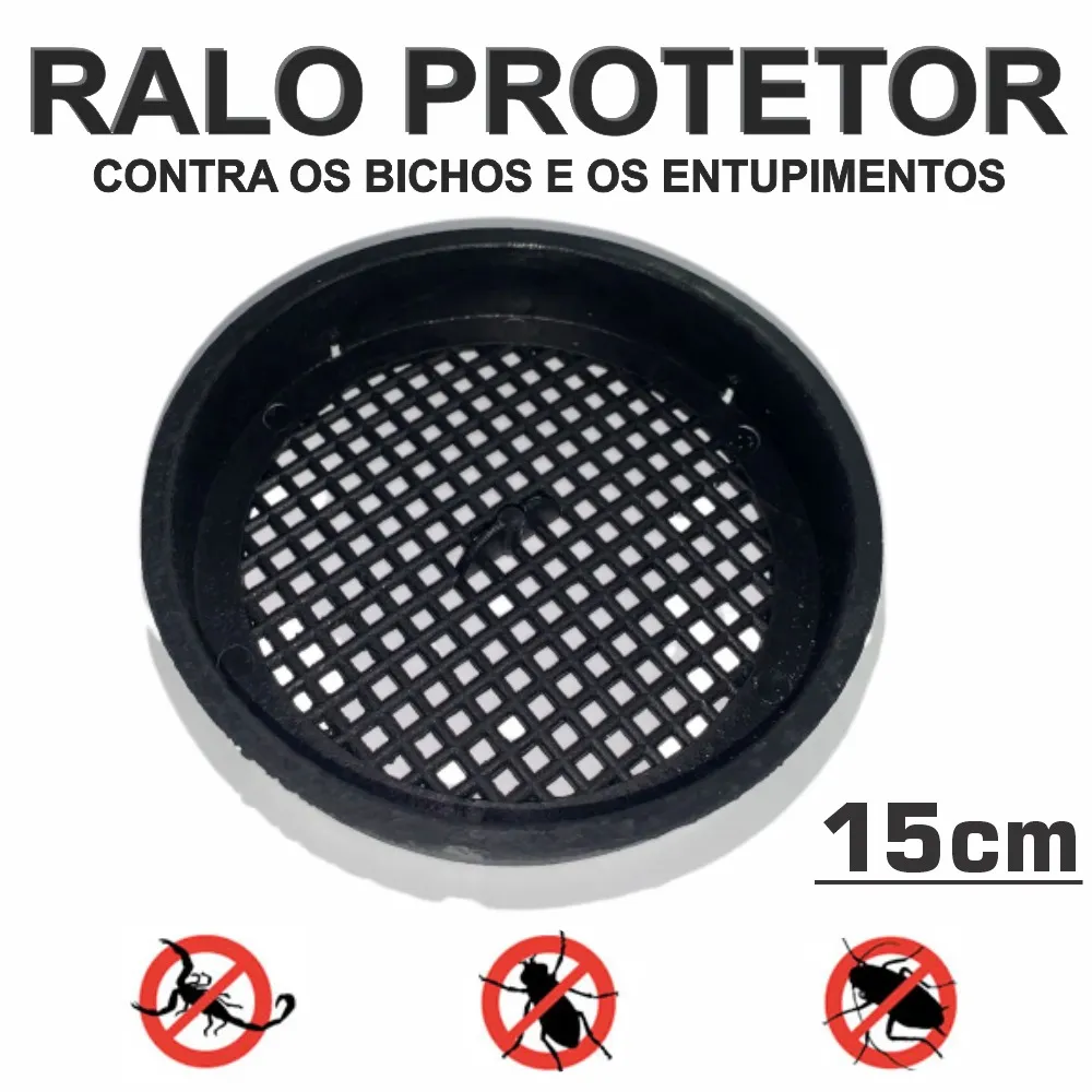 Cópia de Tela para Ralo Protetor Contra Insetos Dengue Barata Rato Escorpião 15cm Branco Imagem