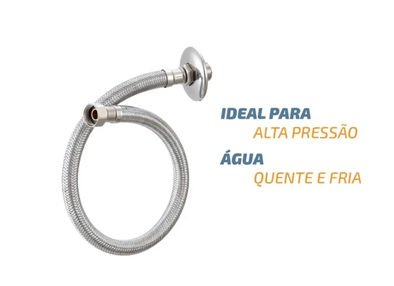 Engate De Aço Inox Flexível Em Malha Trançada De 40cm Imagem