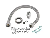 Engate De Aço Inox Flexível Em Malha Trançada De 40cm - Foto 3