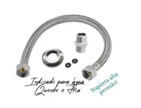 Engate De Aço Inox Flexível Em Malha Trançada De 60cm - Foto 3