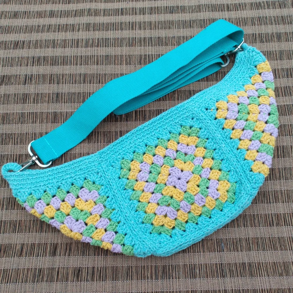 BOLSA POCHETE DE CROCHÊ SQUARE VERDE ÁGUA  (P) 029