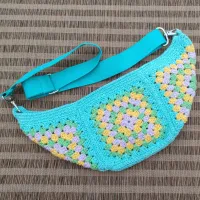 BOLSA POCHETE DE CROCHÊ SQUARE VERDE ÁGUA  (P) 029 - Foto 3