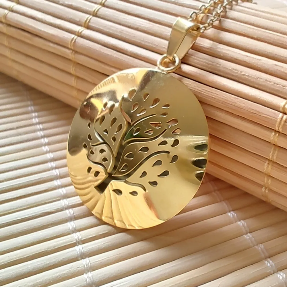 Colar Difusor Pessoal Relicário Para AROMATERAPIA ÁRVORE DA VIDA DOURADO R120