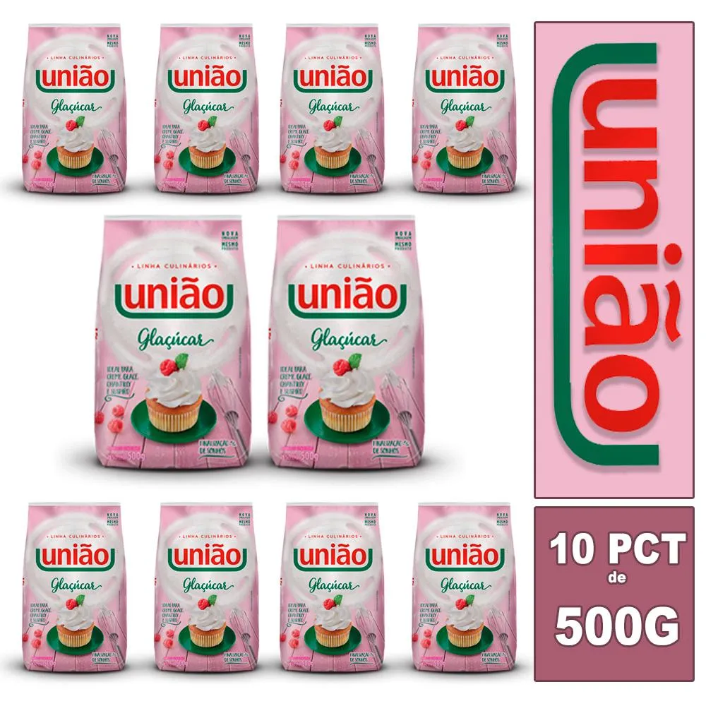  10 Pacotes de Açúcar Confeiteiro Glaçúcar 500g - União