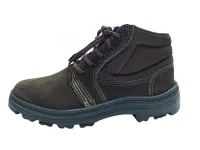 Ref: 20052G - Bota Com Cordão Couro Nobuck Sem Biqueira. Cor Marrom. 46 ao 50