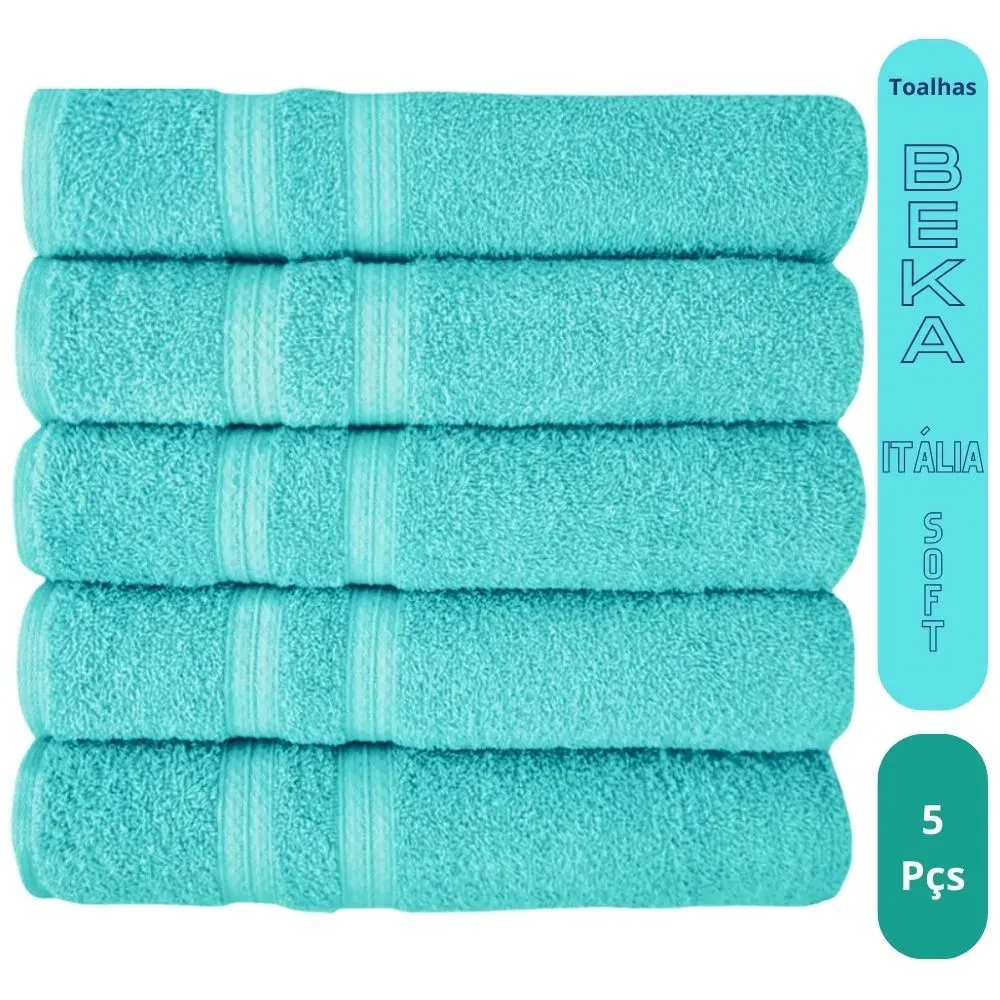 Kit 5 Toalhas Super Grossa Felpuda e Macia 100% Algodão 80x150cm Beka Luxo Verde Imagem