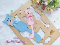 G1.583  Gabarito de Moldes  em MDF  Marca Página Gatos