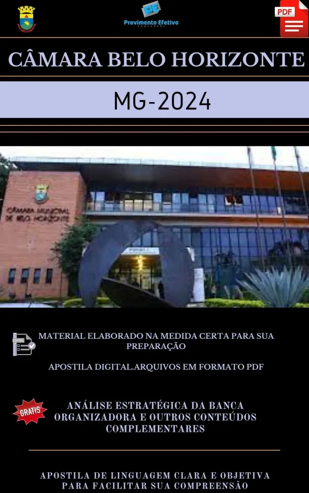 Apostila Câmara Belo Horizonte MG Administrador  PROVA 2024 Imagem