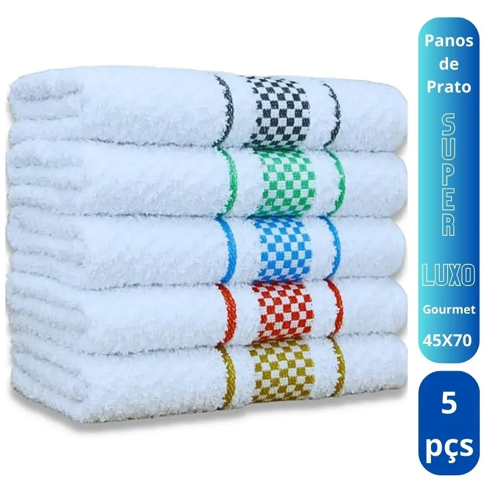 Kit 5 Pano de Prato Super Luxo Atoalhado Premium Gourmet Beka Sortidos