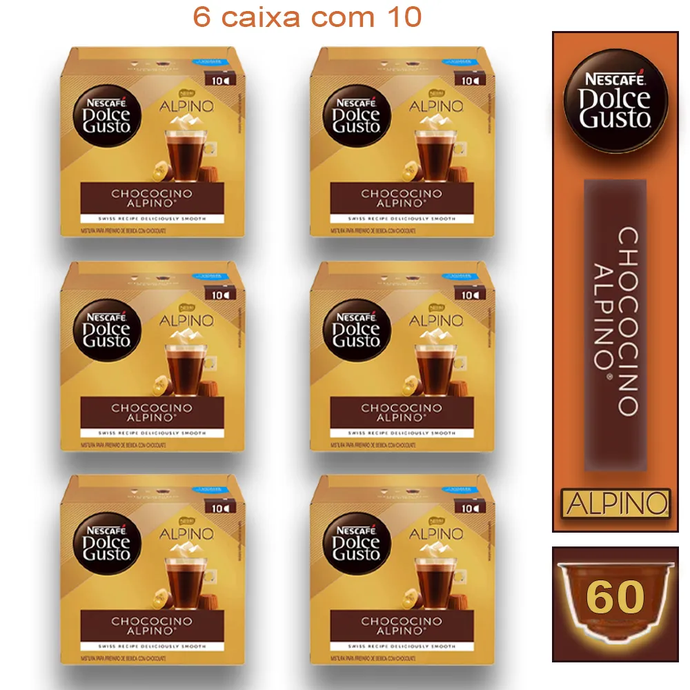 6 Caixas de Capsula Nescafé Chococino Alpino Dolce Gusto Bebida Lactea Imagem