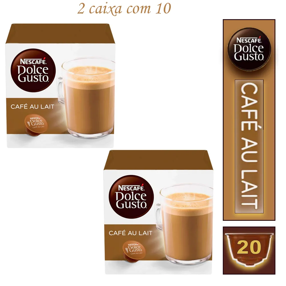2 Caixas Nescafé Café Capsula Au Lait Dolce Gusto Bebida Lactea Imagem
