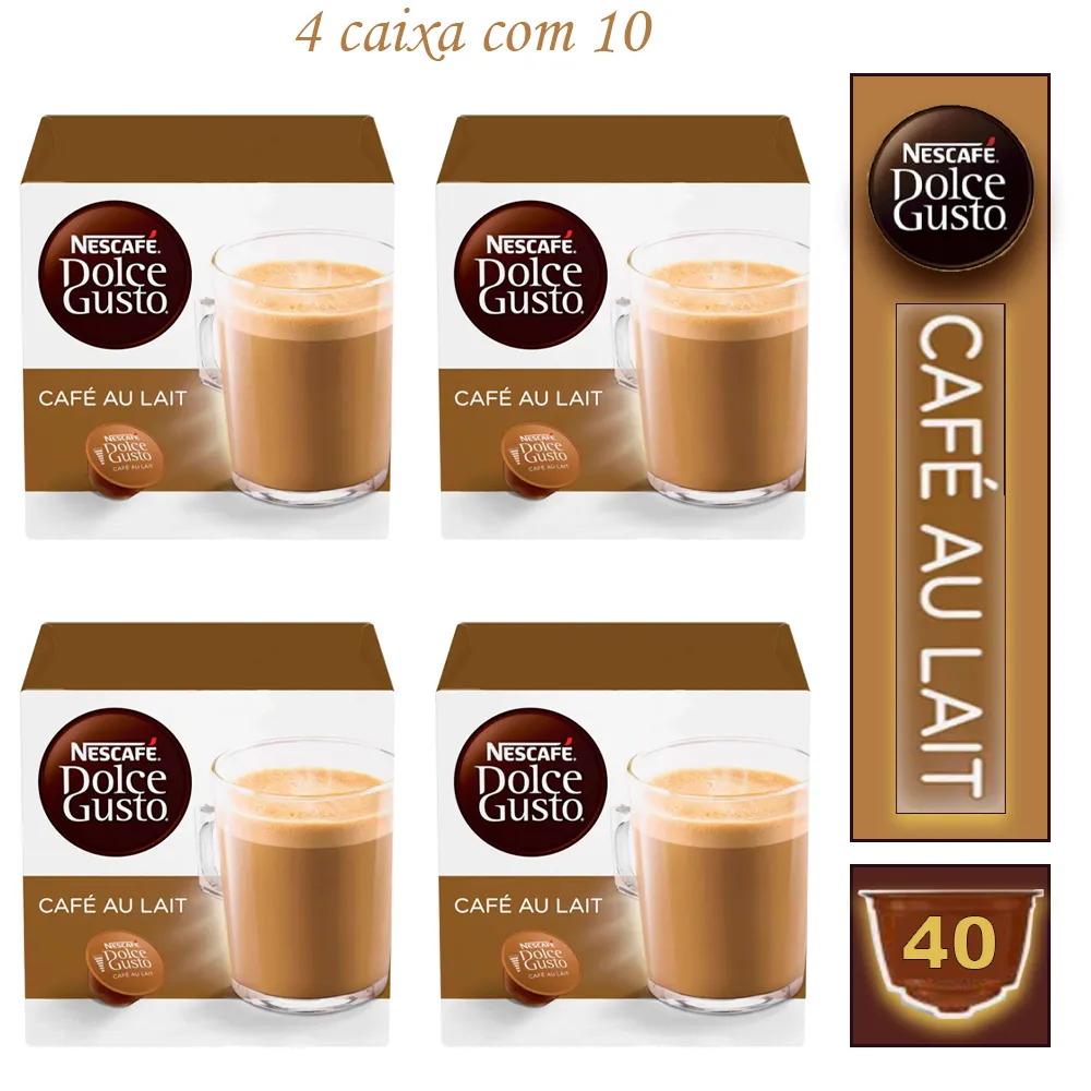 4  Caixas Nescafé Café Capsula Au Lait Dolce Gusto Bebida Lactea Imagem