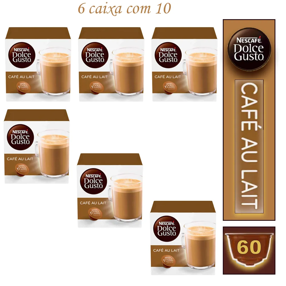 6  Caixas Nescafé Café Capsula Au Lait Dolce Gusto Bebida Lactea Imagem