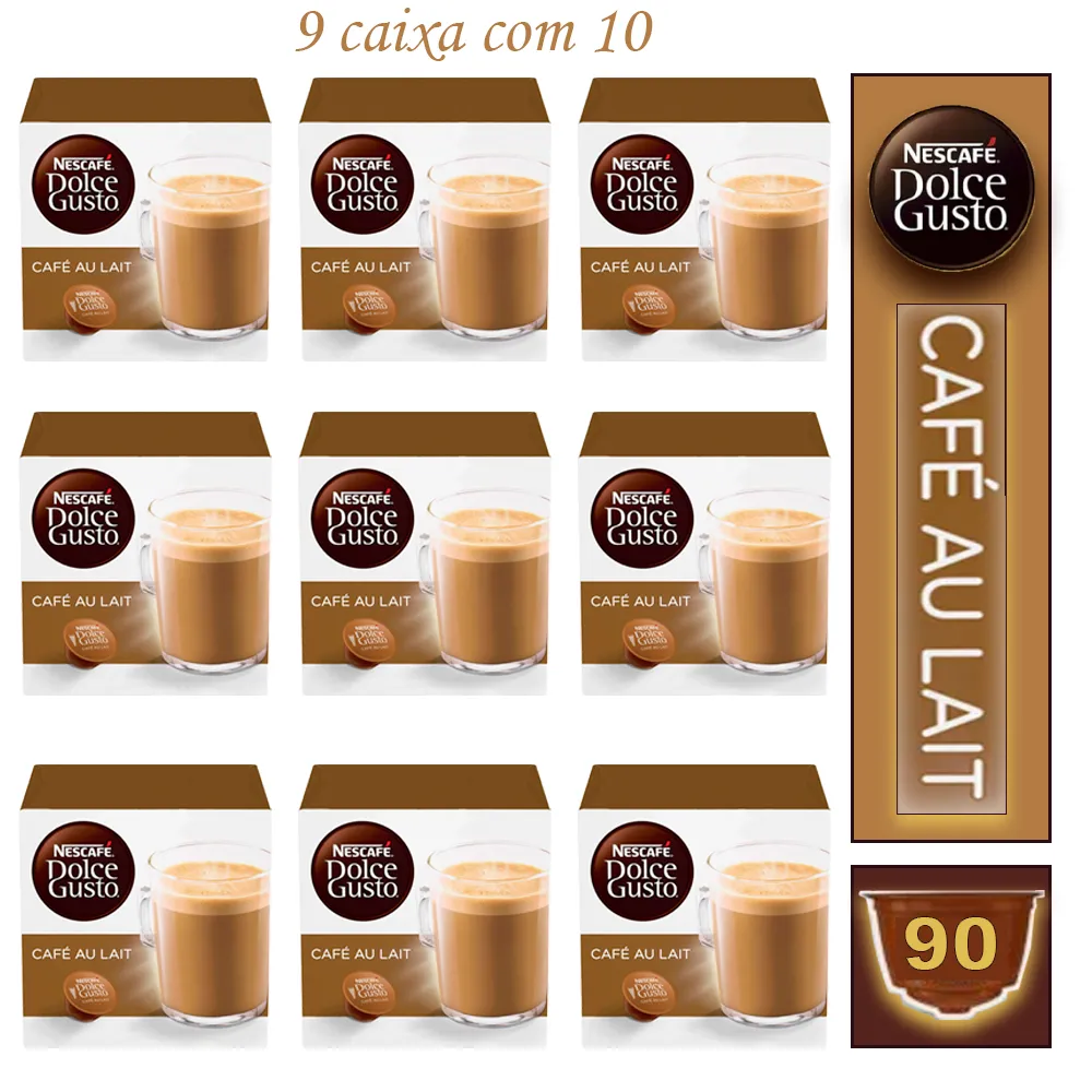 9  Caixas Nescafé Café Capsula Au Lait Dolce Gusto Bebida Lactea Imagem