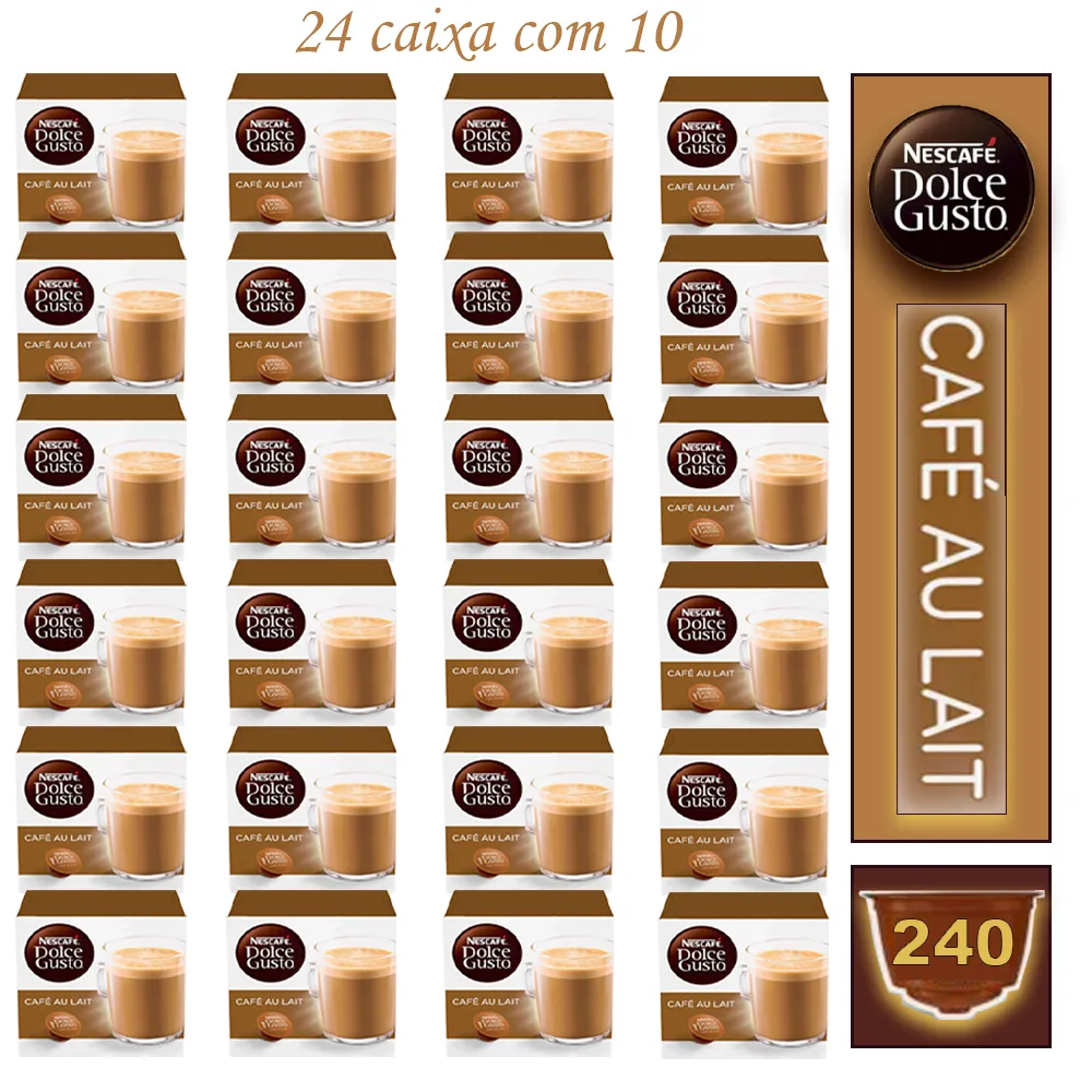 24 Caixas Nescafé Café Capsula Au Lait Dolce Gusto Bebida Lactea