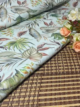    tecido Tricoline Digital FOLHAGEM 011