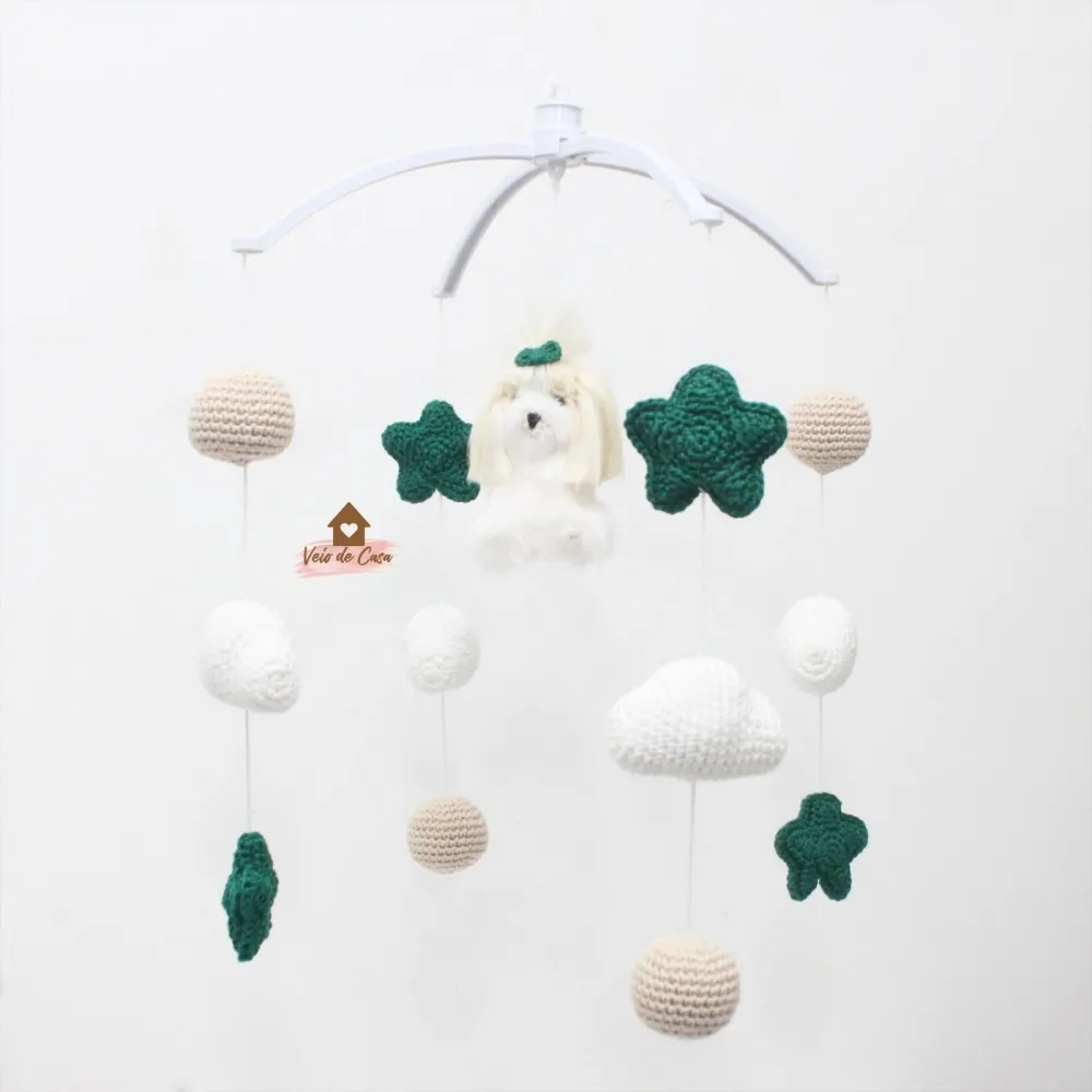 Móbile Pet com Bolinhas + Nuvens + Estrelas