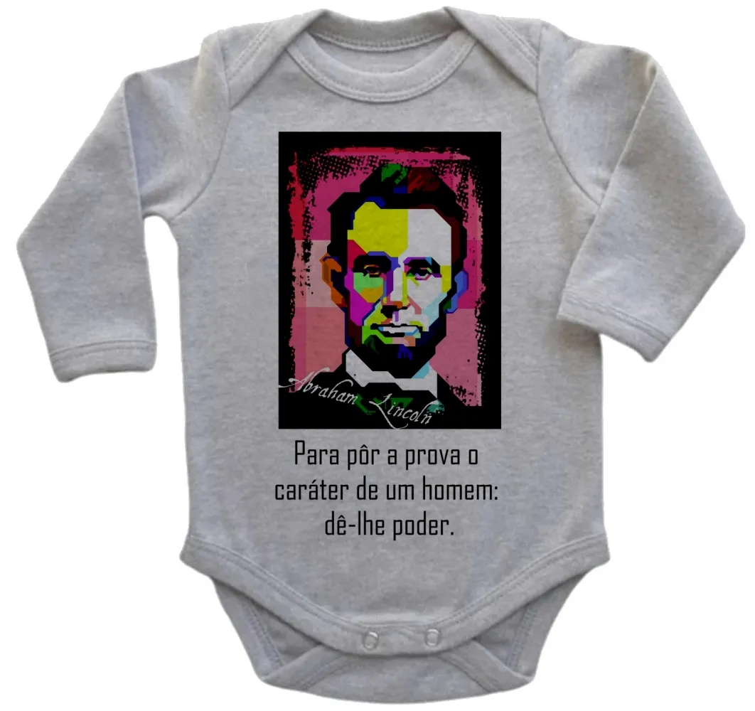 Body Bebê Infantil Abraham Lincoln presidente EUA