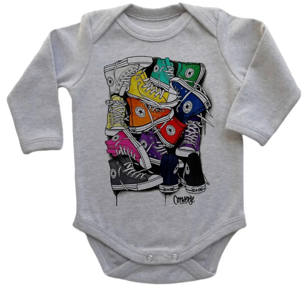 Body Bebê Infantil All Star Tênis pilha