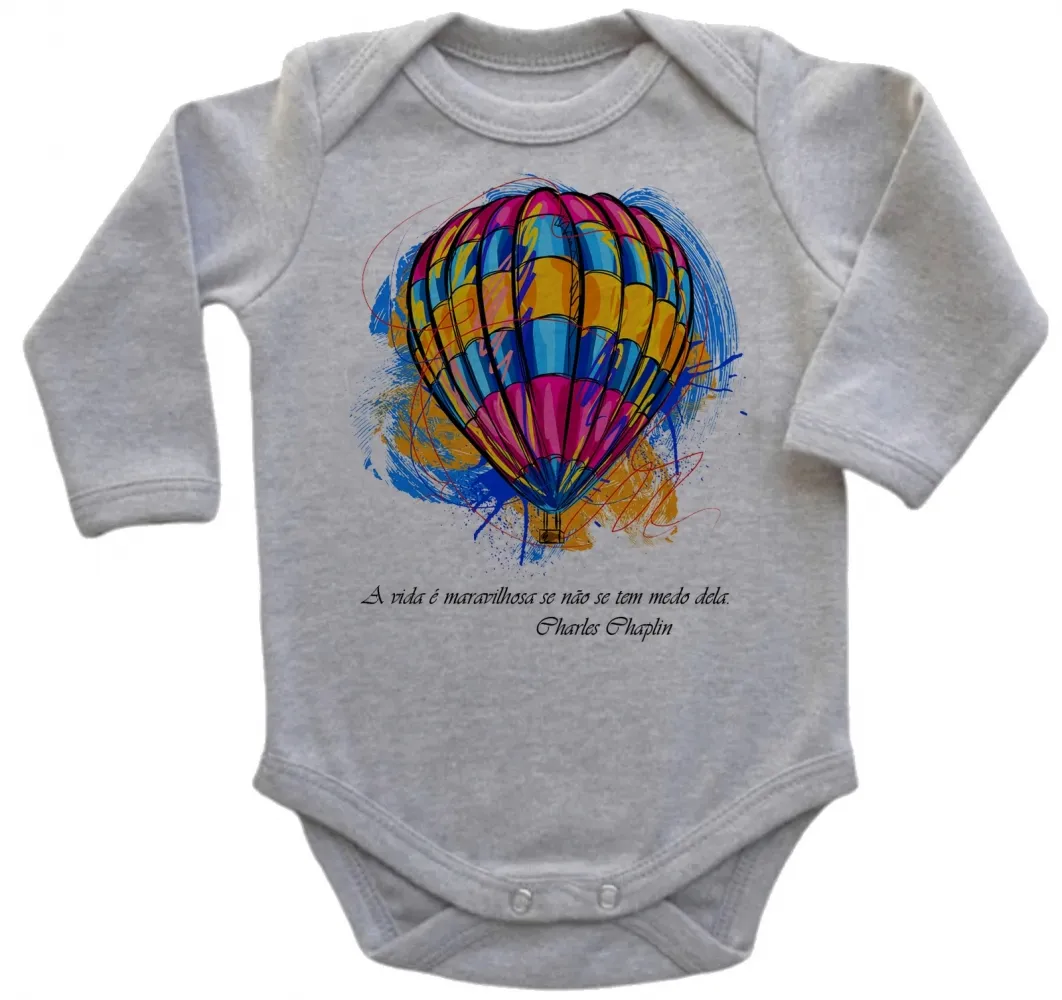 Body Bebê Infantil balão frase Charles Chaplin Imagem