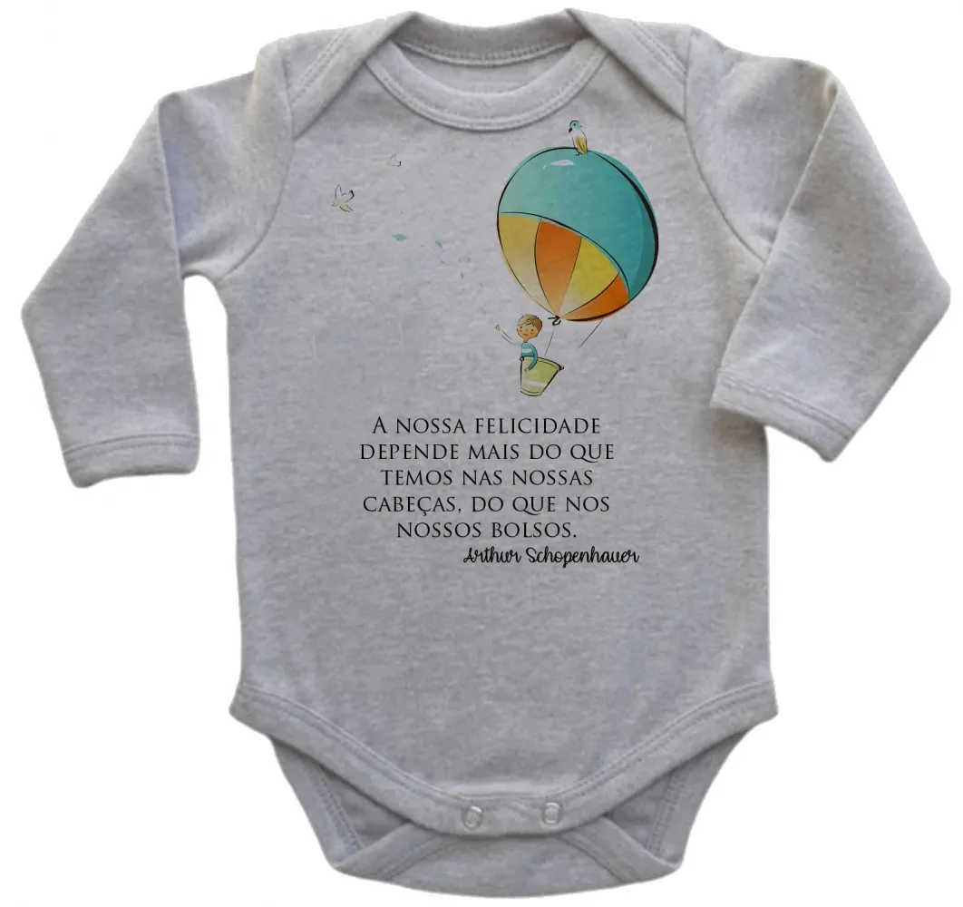 Body Bebê Infantil balão menino frase Arthur Schopenhauer Imagem