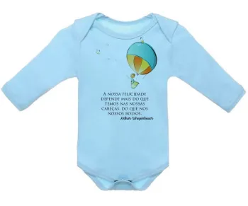 Body Bebê Infantil balão menino frase Arthur Schopenhauer - Foto 2
