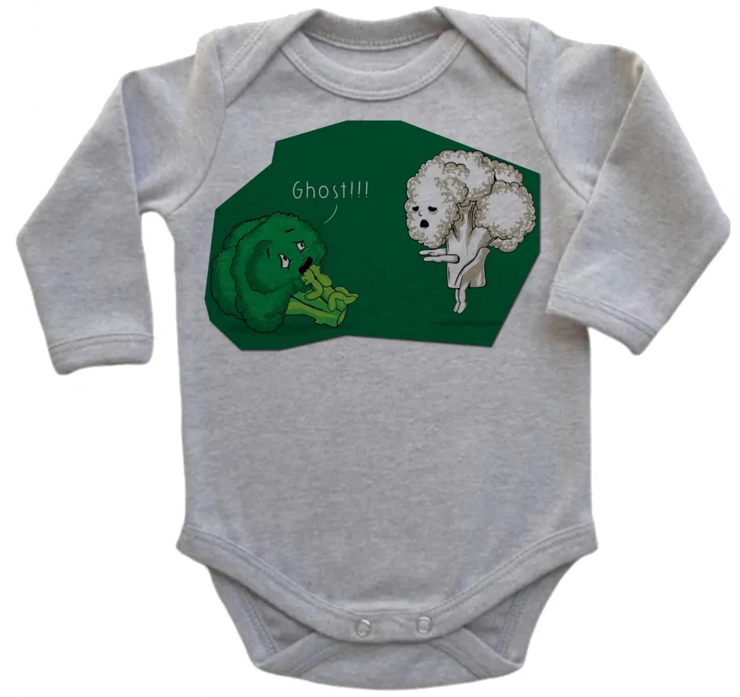 Body Bebê Infantil Brócolis couve flor ghost fantasma Imagem