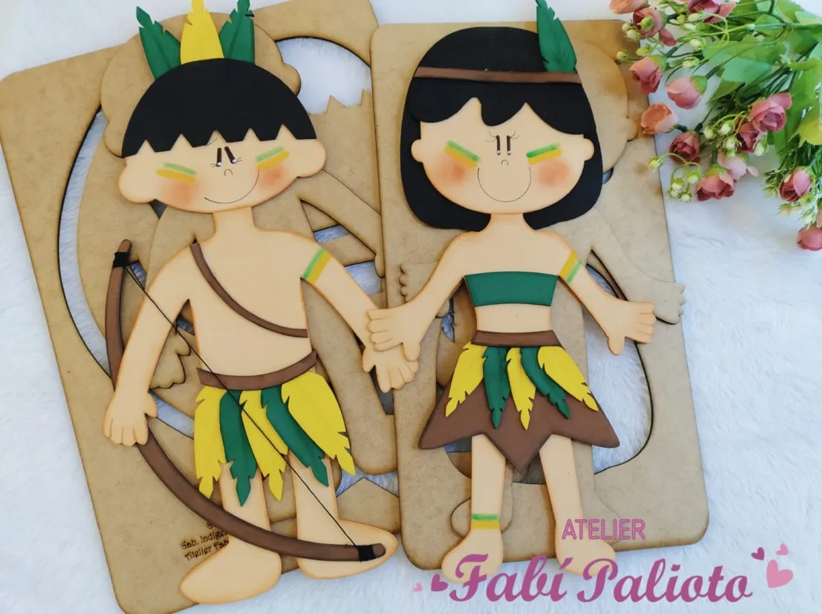 G1.591  Gabarito de Moldes  em MDF  Indígenas 45cm Imagem