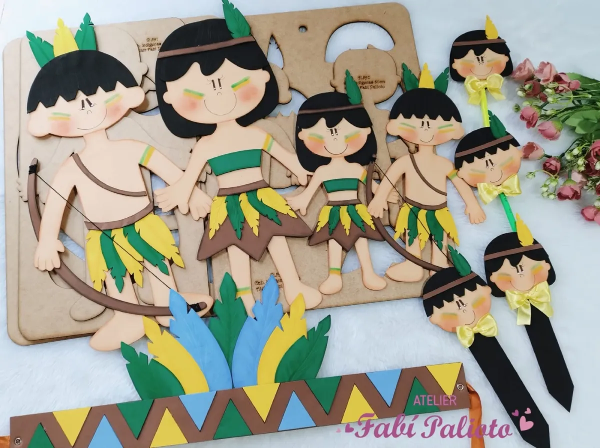 KIT19  Gabarito de Moldes  em MDF Coleção  Indígenas  Imagem