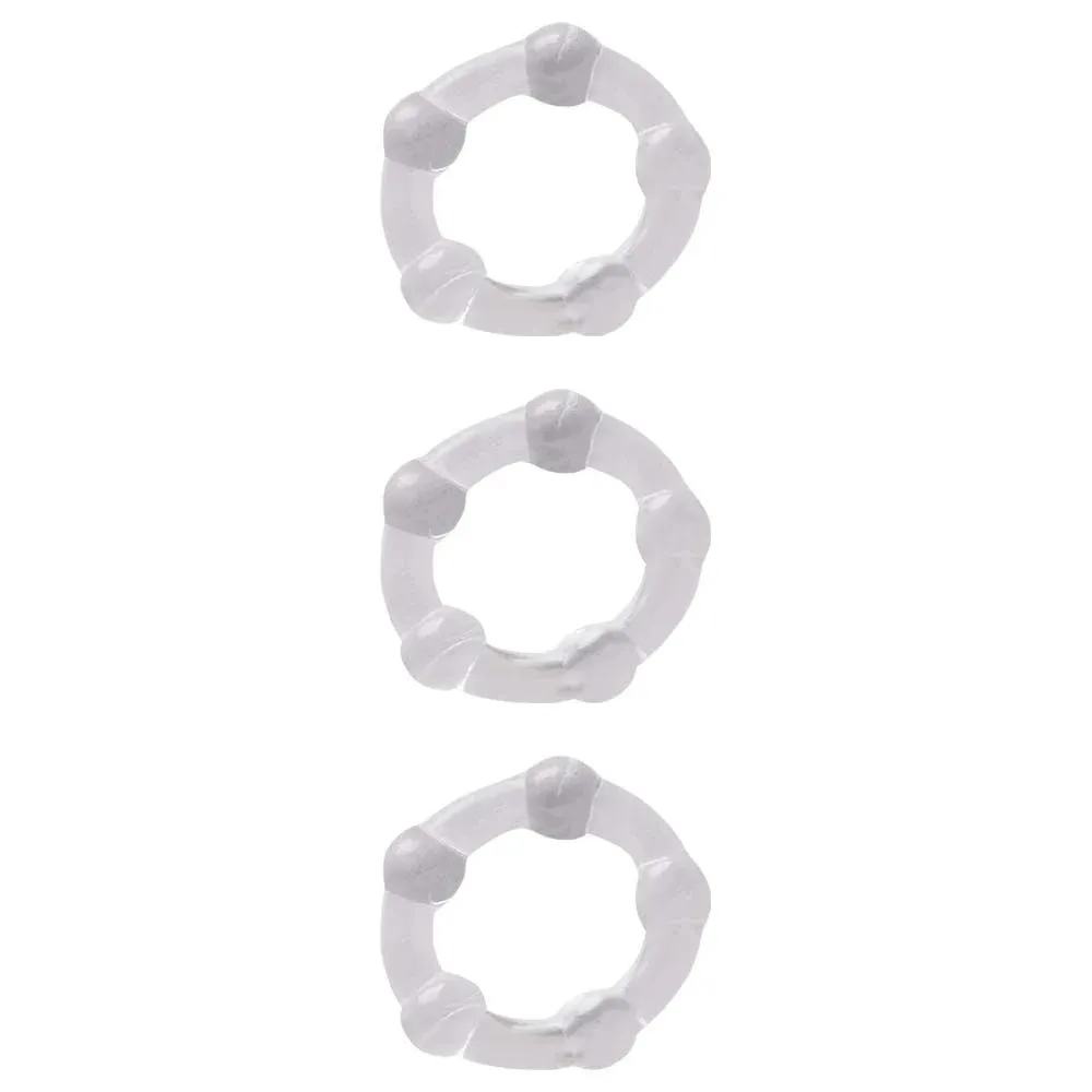 ANEL PENIANO BORRACHA TRANSPARENTE KIT 3 PEÇAS P, M, G - SI.                                                                                 LIBYSEXSHOP