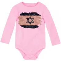 Body Bebê Infantil bandeira Israel pergaminho - Foto 4