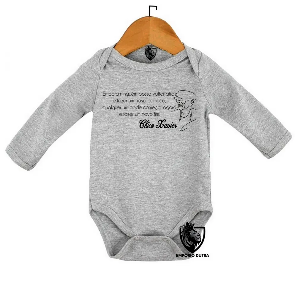 Body Bebê Infantil Chico Xavier espirita Alan kardec Imagem