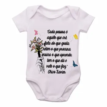Body Bebê Infantil Frase Chico Xavier espirita cada pessoa - Foto 2