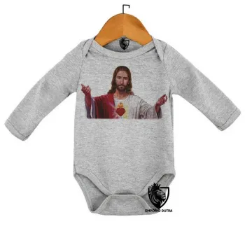 Body Bebê Infantil Jesus Cristo Deus Coração braços abertos