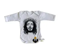 Body Bebê Infantil Jesus Cristo DEUS coroa de espinhos - Foto 3