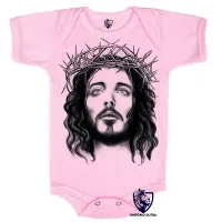 Body Bebê Infantil Jesus Cristo DEUS coroa de espinhos - Foto 4