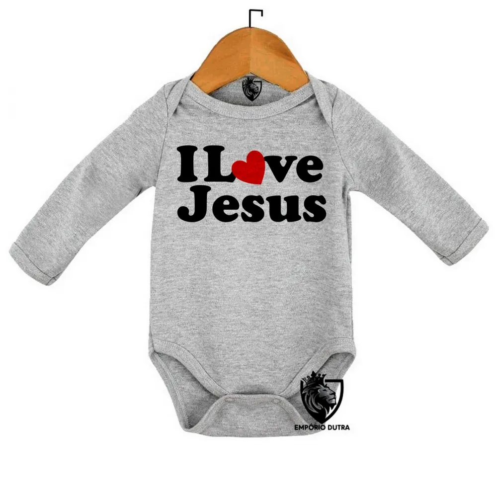 Body Bebê Infantil Jesus Cristo DEUS i love you coração Imagem