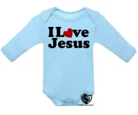 Body Bebê Infantil Jesus Cristo DEUS i love you coração - Foto 3