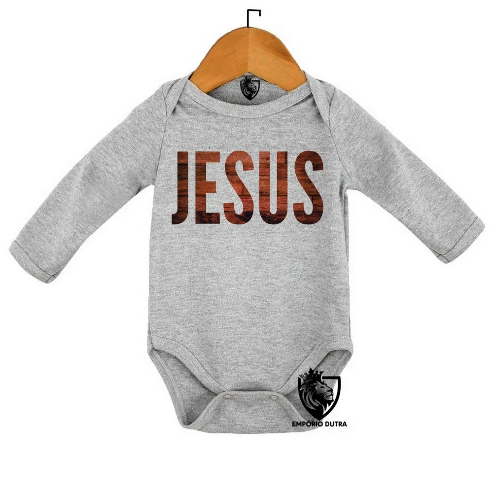 Body Bebê Infantil Jesus Cristo DEUS madeira YESHUA Imagem