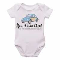 Body Bebê Infantil Meu Fusca Azul carro volkswagen - Foto 2