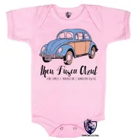 Body Bebê Infantil Meu Fusca Azul carro volkswagen - Foto 4