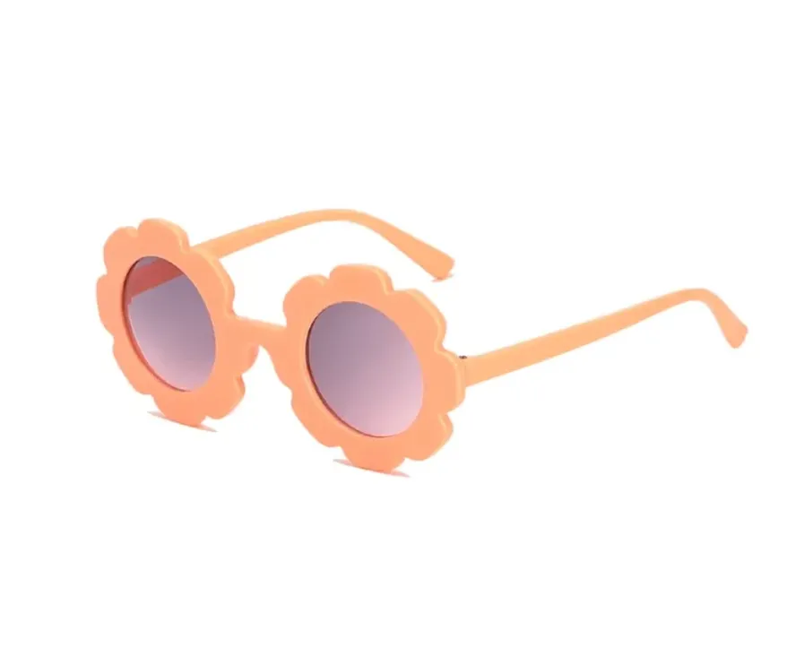 Óculos de Sol Infantil Flor cor Rosa Salmão - Importado