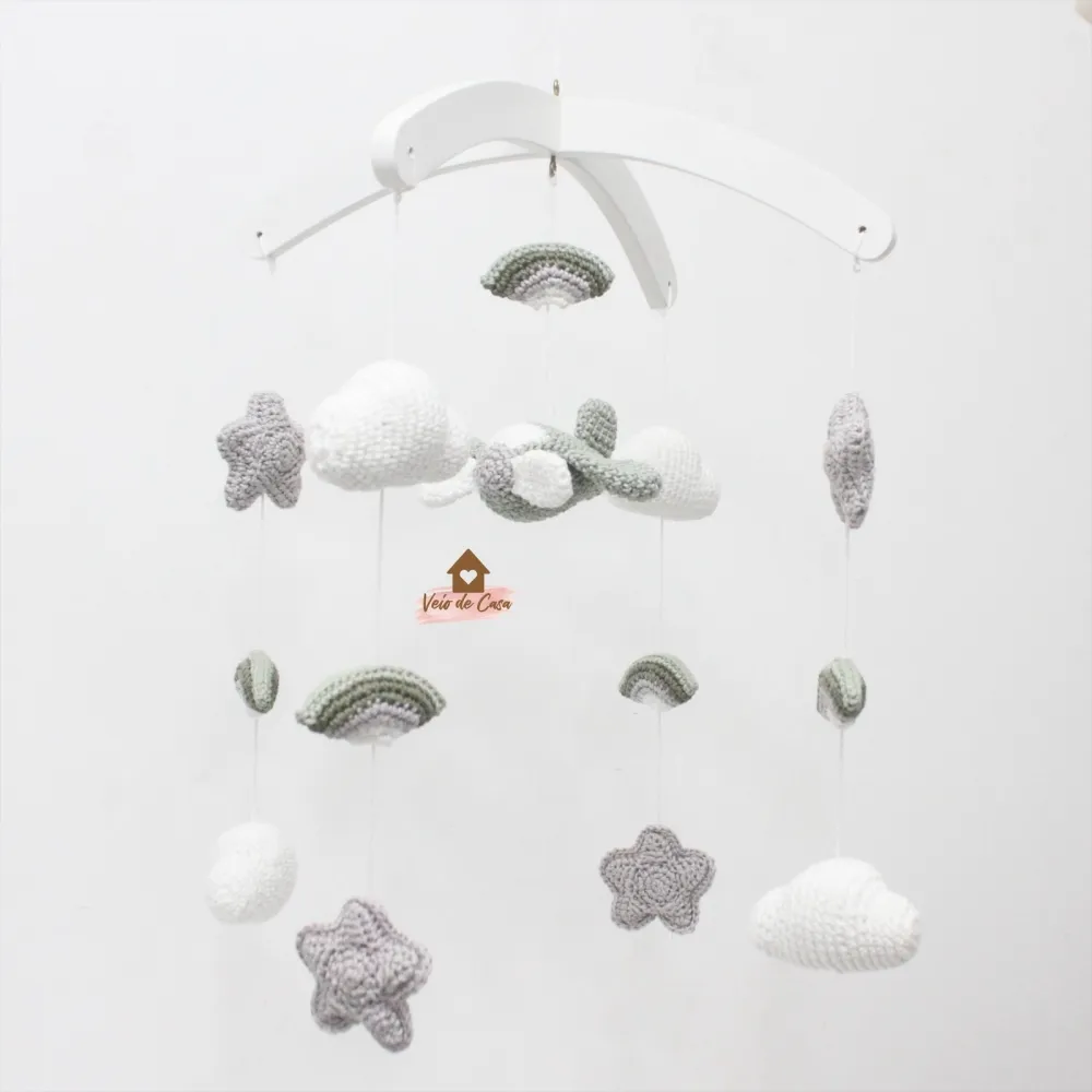 Móbile Avião  - Arco-Íris + Nuvens + Estrelas Imagem