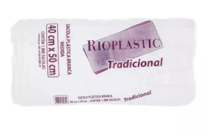 Sacola plastica fina 40x50 Branca c/1000