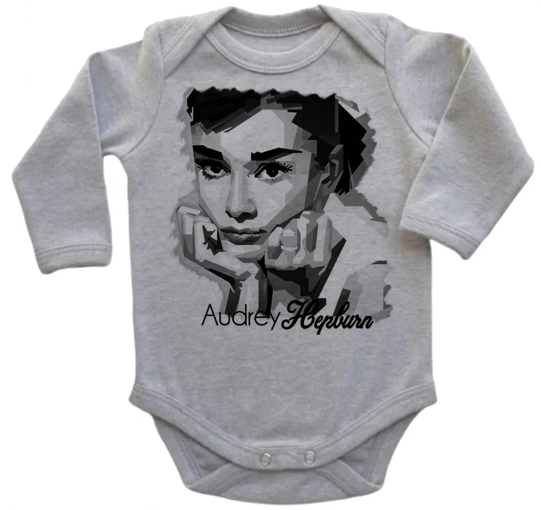Body Bebê Infantil Audrey Hepburn atriz america Imagem