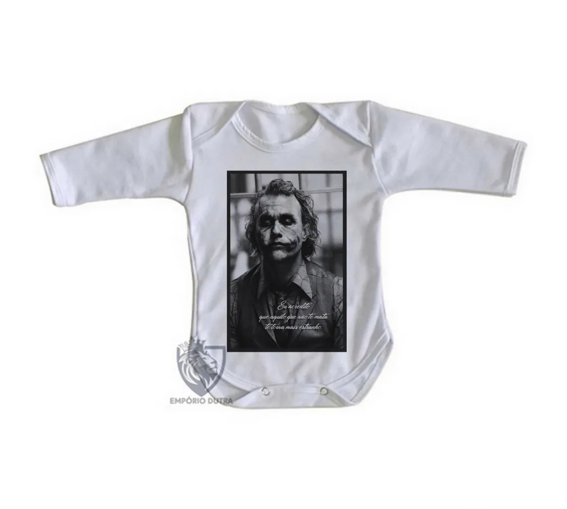Body Bebê Infantil Coringa Batman Cavaleiro das Trevas Imagem