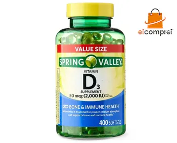 Vitamina D3 50 Mcg 2000iu Spring Valley 400 Softgels Eua + FRETE GRÁTIS