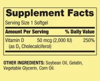 Vitamina D3 50 Mcg 2000iu Spring Valley 400 Softgels Eua + FRETE GRÁTIS - Foto 2
