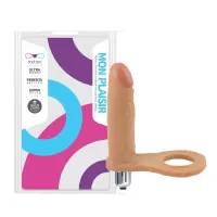 ANEL COMPANHEIRO COM VIBRO AMIGÃO 11 X 2,7CM - COR BEGE.                                                          LIBYSEXSHOP