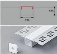 Perfil de LED Oculto Embutir no frame sem borda Alumínio Branco 15x15 2 metros